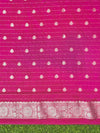 Banarasee Handwoven Chiffon Saree With Polka Dots Design & Border-Magenta