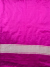Banarasee Mashru Silk Saree With Zari Embroidery Floral Border & Lace-Magenta
