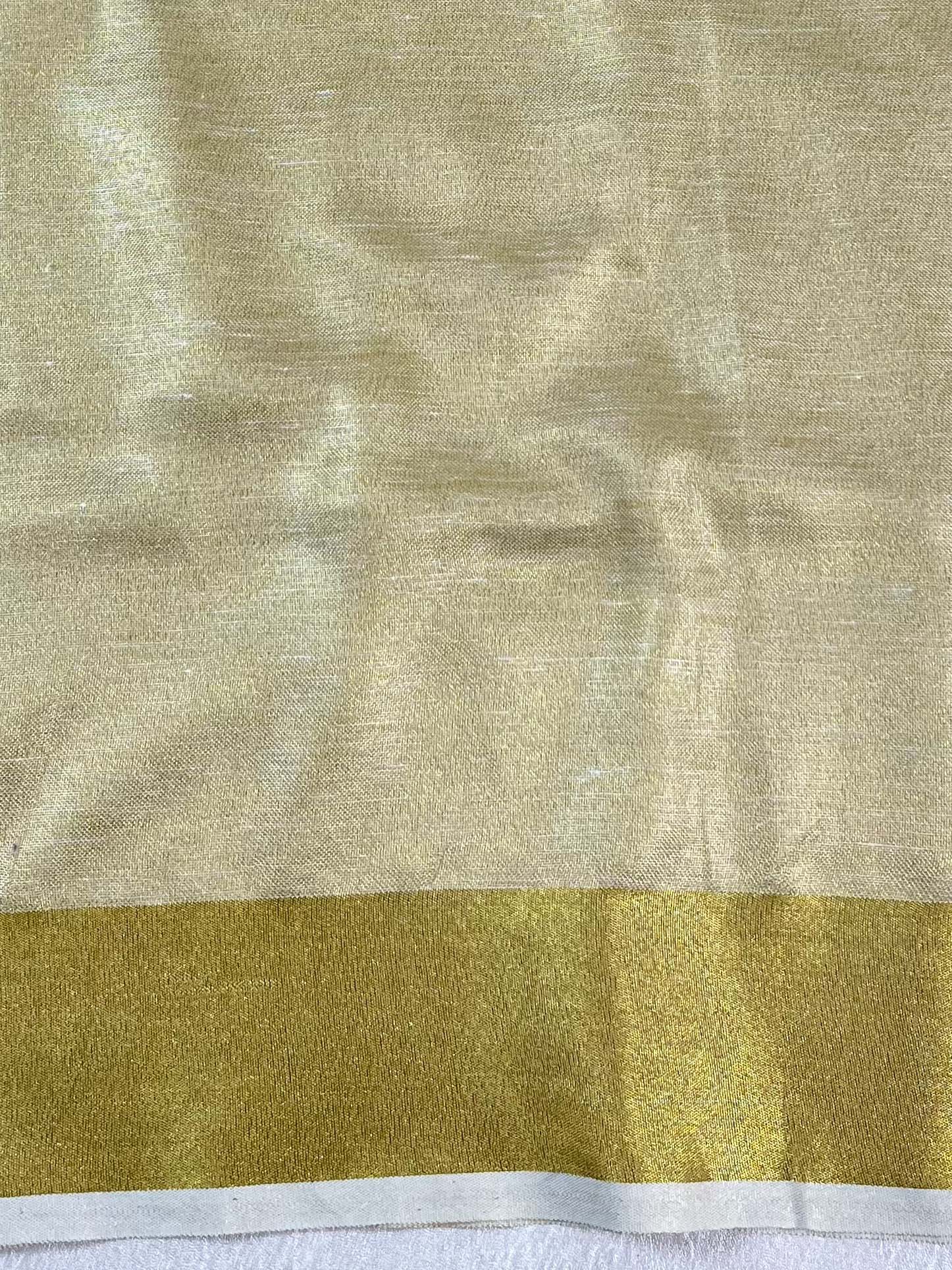 Bhagalpuri Handloom Linen Saree With Embroidery Work-White