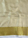 Bhagalpuri Handloom Linen Saree With Embroidery Work-White