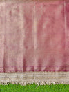 Banarasee Tissue Saree With Hand Embroidered Mirror Work & Zari Woven Design-Magenta
