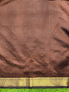 Banarasee Handloom Cotton Silk Plain Saree With Contrast Pallu & Border-Black & Brown
