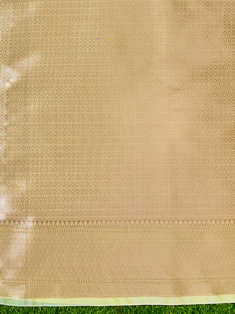 Banarasee Organza Mix Saree With Zari Meena Jaal Design & Border-Light Yellow