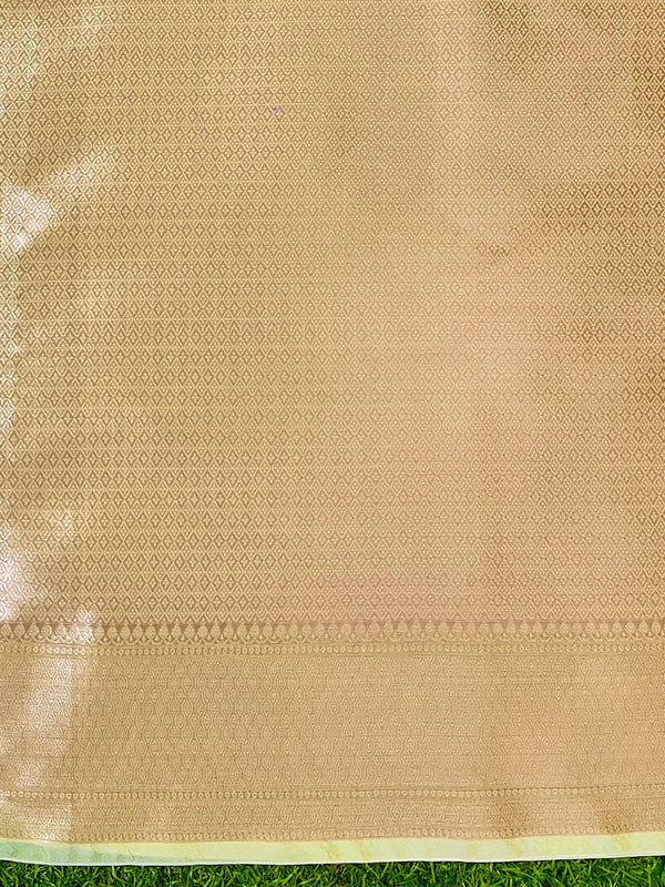 Banarasee Organza Mix Saree With Zari Meena Jaal Design & Border-Light Yellow