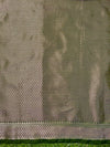Banarasee Handloom Semi Silk Plain Saree With Floral Zari Border-Green