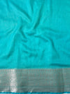 Banarasee Faux Georgette Saree With Sliver Zari & Resham Jaal Work-Sea Green