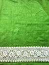 Banarasee Handloom Semi Silk Saree With Buta Design Zari Border & Lace-Green