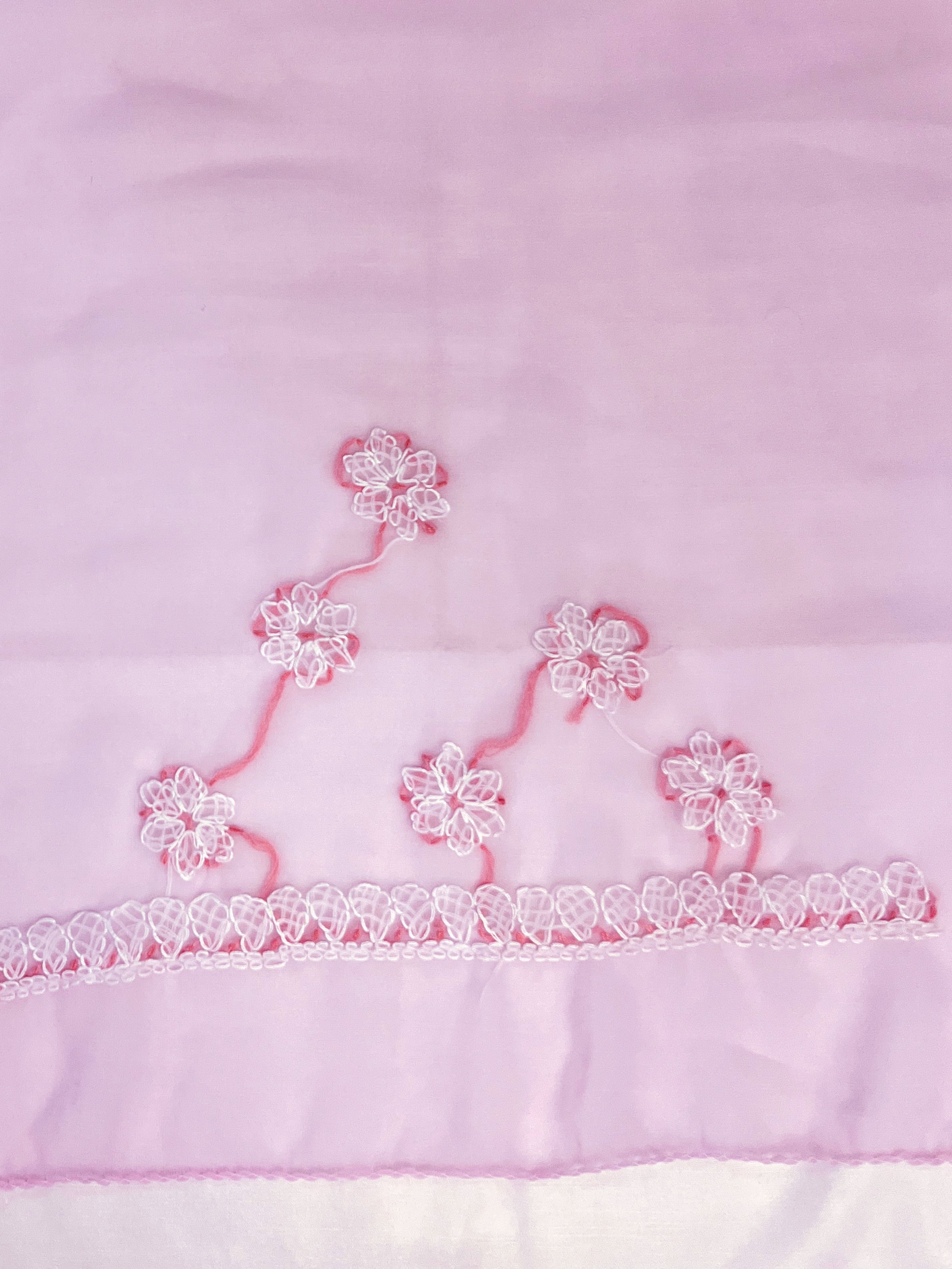 Banarasee Handwoven Georgette Saree With Chikankari Work-Light Pink