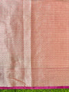 Banarasee Soft Tissue Saree With Handwork Pearl Motifs & Scallop Border-Pink