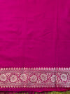 Banarasee Handloom Semi Silk Saree With Buta Design Zari Border & Lace-Pink