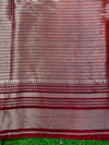 Banarasee Handloom Semi Silk Saree With Meena Design & Contrast Blouse-Beige