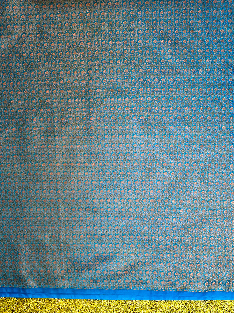 Banarasee Semi Katan Jamewar Weaving Salwar Kameez Fabric With Dupatta Set-Blue