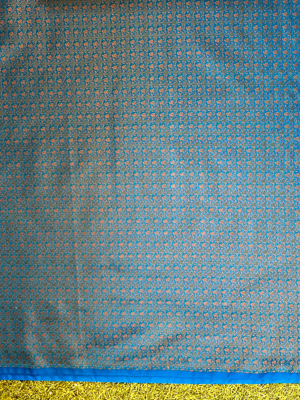 Banarasee Semi Katan Jamewar Weaving Salwar Kameez Fabric With Dupatta Set-Blue