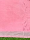 Banarasee Handloom Soft Silk Saree With Zari Buta Work & Border-Peachy Pink