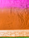 Banarasee Handloom Dual Color Pure Chiffon Saree With Resham Jaal Work-Pink & Orange