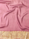 Banarasee Handwoven Pure Chiffon Sari With Zari Work-Onion Pink