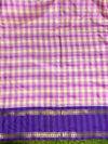 Banarasee Handloom Semi Silk Saree With Checks Design & Contrast Border-Light Pink & Violet