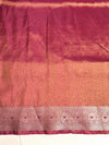 Banarasee Handloom Dual Tone Shimmer Silk Saree With Buti Design & Meena Border-Pink