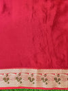Banarasee Handloom Pure Chiffon Saree With Resham Work-Cherry Red