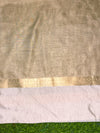 Banarasee Handloom Cotton Silk Saree With Buti Design & Contrast Border-Beige & White