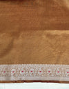 Banarasee Handloom Dual Tone Shimmer Silk Saree With Buti Design & Meena Border-Earthy Brown