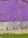 Banarasee Handloom Plain Tissue Saree With Resham Woven Pallu & Lace Border-Blue