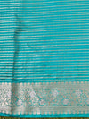 Banarasee Handloom Pure Chiniya Silk Saree With Zari Work-Aqua Blue