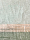 Banarasee Handloom Pure Cotton Silk Saree With Zari Jaal Design-Off White
