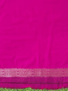 Banarasee Handloom Soft Silk Saree With Antique Zari Buti Design & Border-Magenta