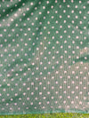 Banarasee Handloom Plain Tissue Saree With Contrast Zari Border& Lace-Cream & Green