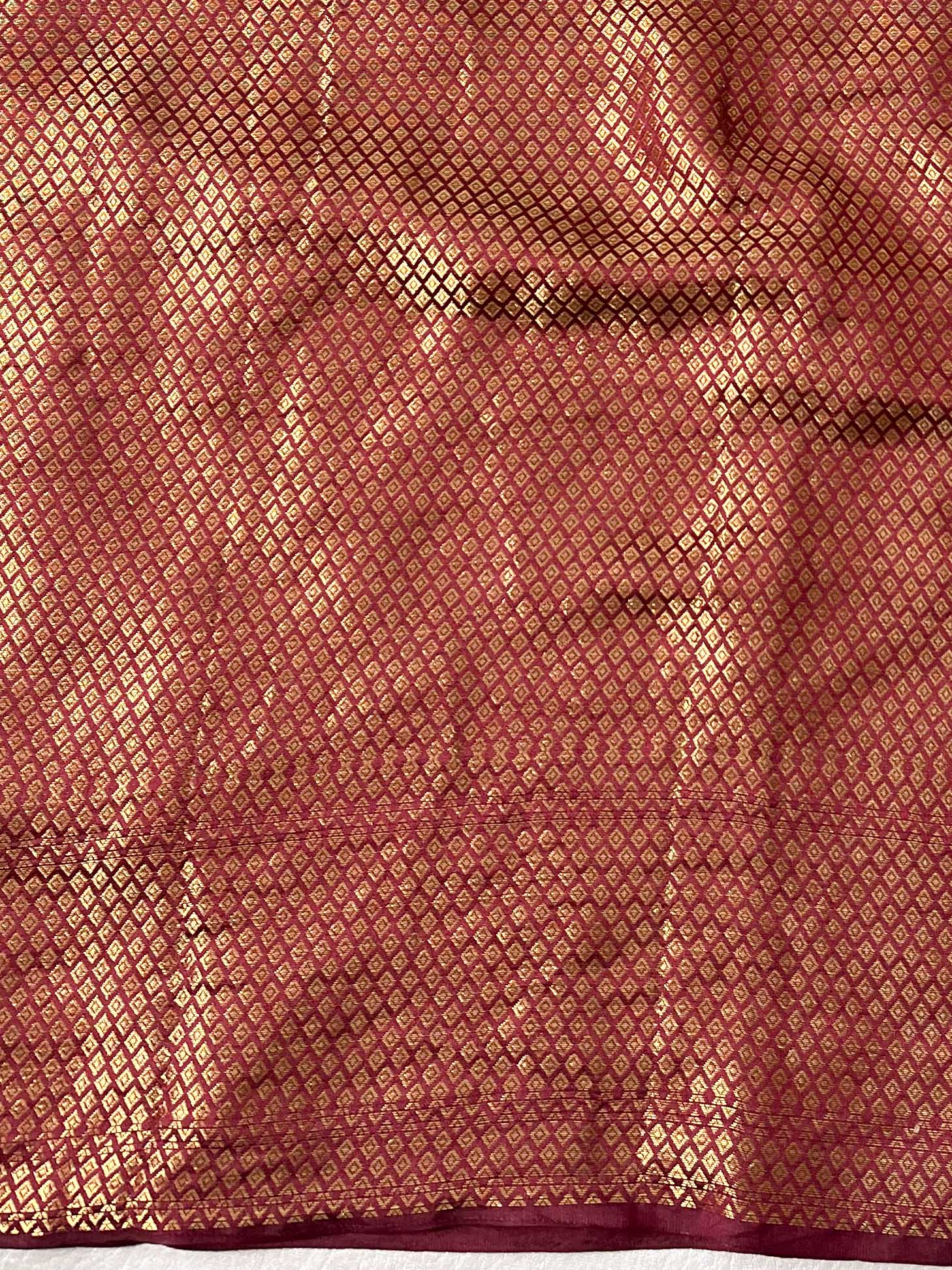 Banarasee Handloom Pure Chiniya Silk Saree With Zari Work-Maroon