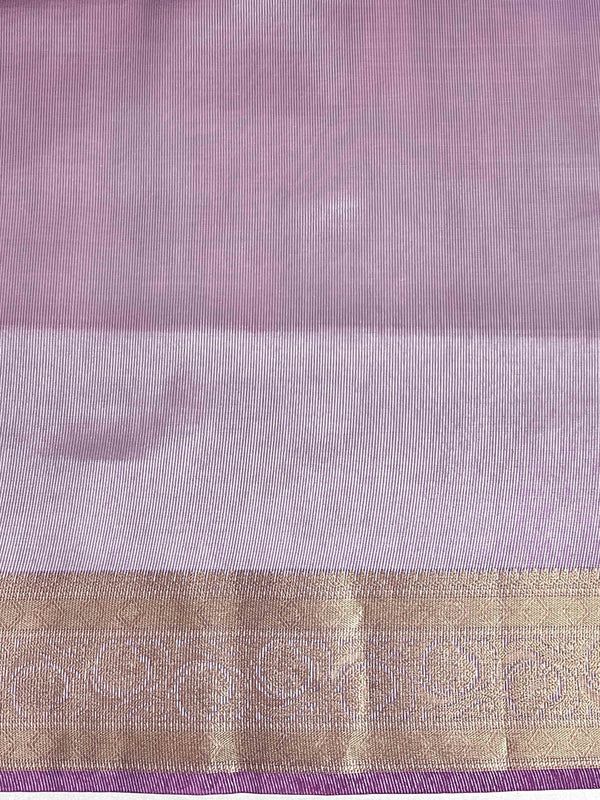 Banarasee Handloom Tissue Saree With Buti Design Zari Border & Lace-Violet