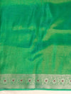 Banarasee Handloom Dual Tone Shimmer Silk Saree With Buti Design & Meena Border-Pastel Green