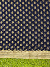 Banarasee Handwoven Dual Color Semi-Chiffon Saree With Zari Work & Lace Border-Blue
