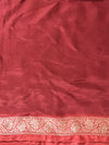 Banarasee Handloom Soft Silk Saree With Antique Zari Buti Design & Border-Maroon