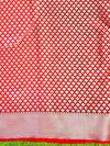 Banarasee Handloom Semi Silk Saree With Zari Buti Design & Lace Border-Deep Red