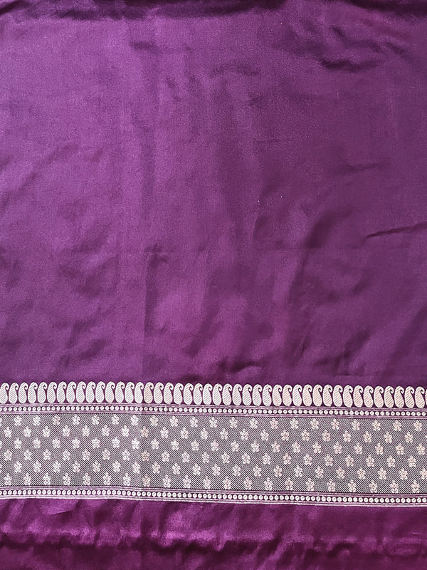 Banarasee Handloom Mashru Silk Saree With Resham & Zari Embroidery-Violet