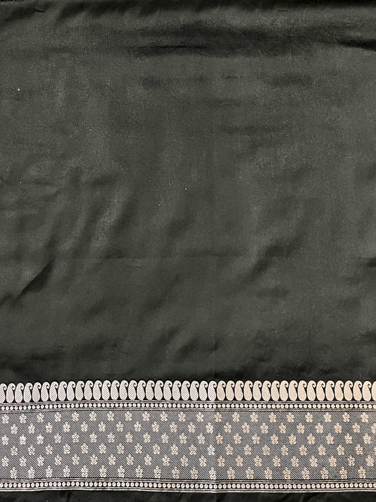 Banarasee Handloom Mashru Silk Saree With Resham & Zari Embroidery-Black