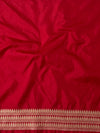 Banarasee Semi-Katan Zari Buta Saree-Green & Red