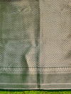 Banarasee Handloom Semi Silk Saree With Zari Buti Design & Lace Border-Green