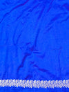 Banarasee Handloom Mashru Silk Saree With Meenadar Skirt Border & Lace-Blue