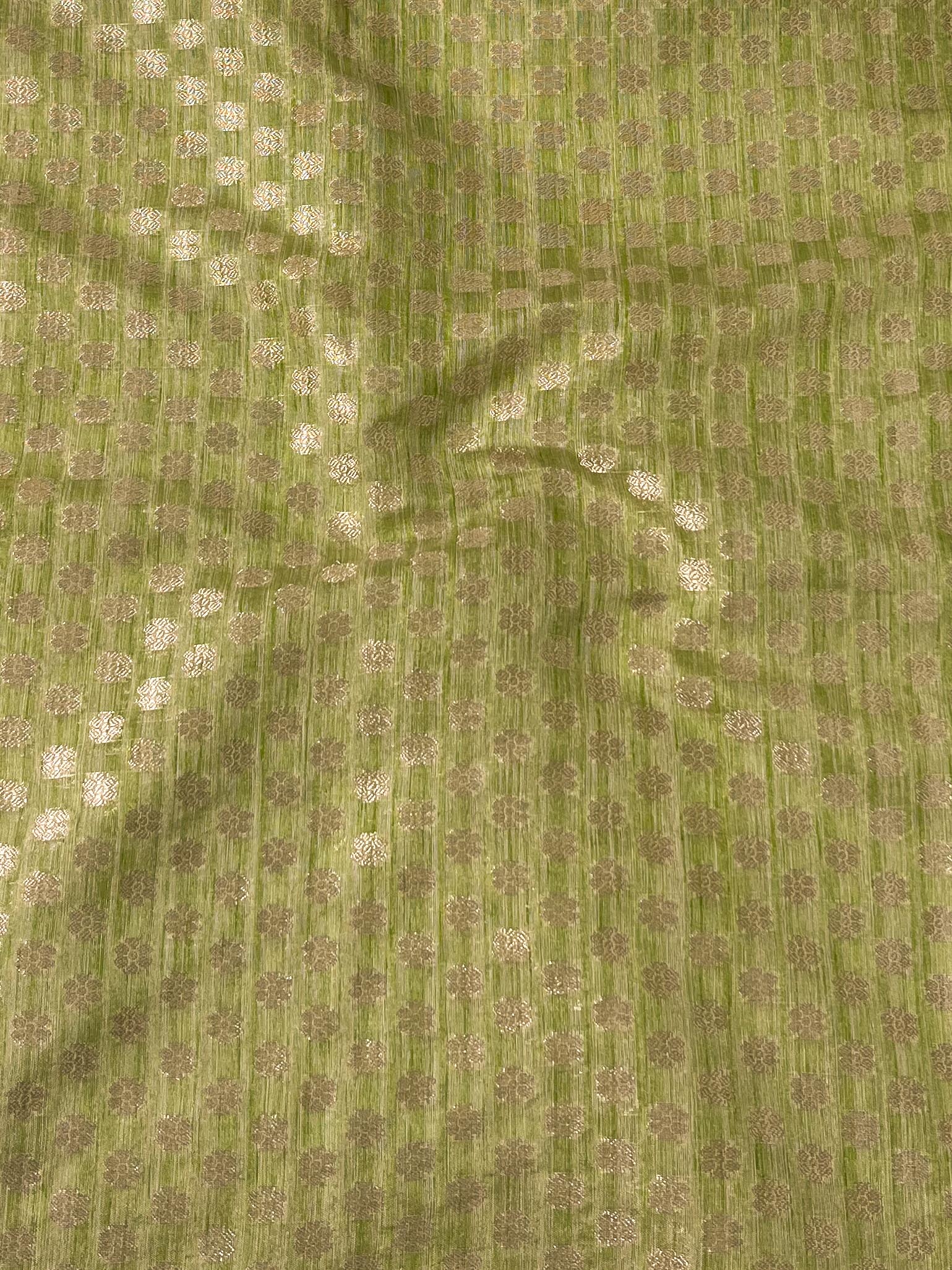 Banarasee Handloom Linen Silk Mix Zari Work Saree-Green