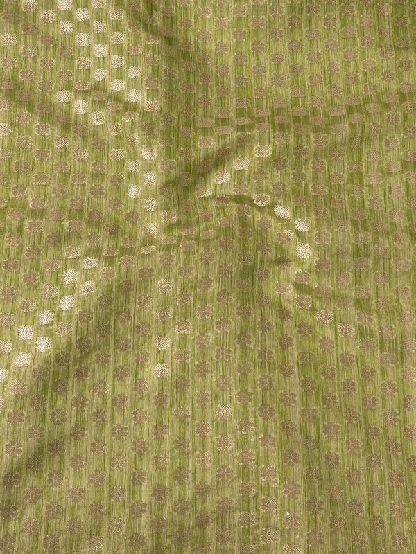 Banarasee Handloom Linen Silk Mix Zari Work Saree-Green