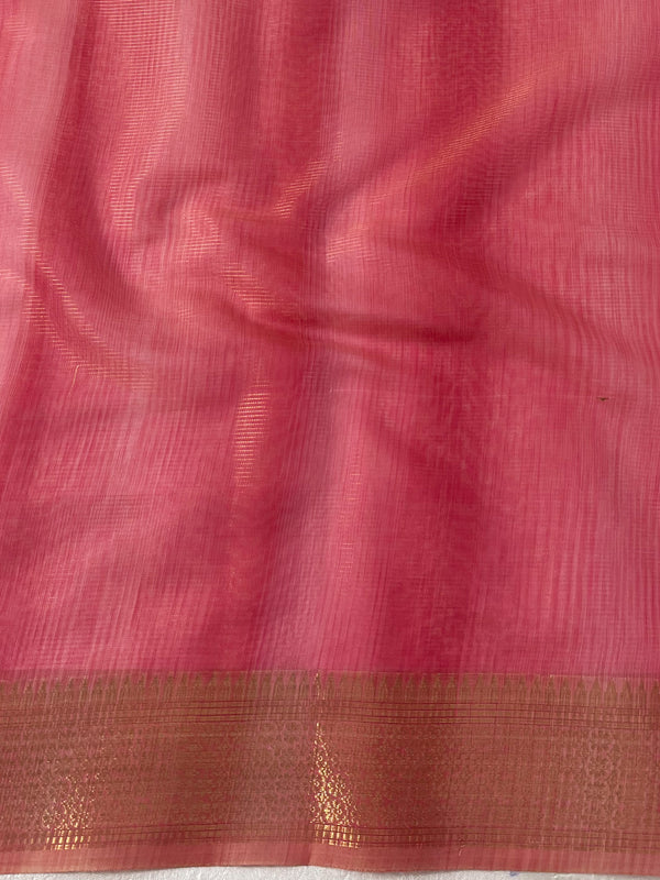 Banarasee Linen Tissue Sona Rupa Zari Work Saree-Pink