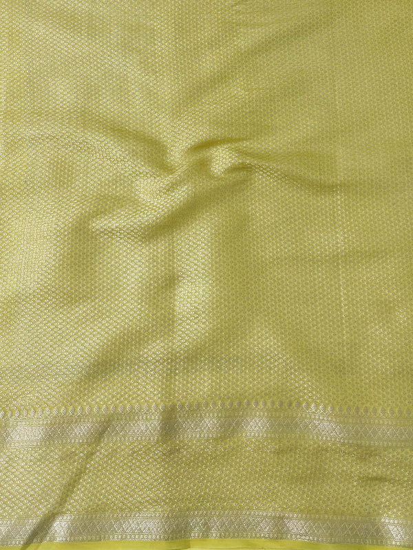 Banarasee Handwoven Semi Silk Saree With Zari & Resham Work-Yellow