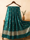 Banarasee Semi Katan Zari Work Salwar Kameez Fabric With Dupatta Set-Teal Green