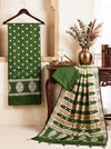 Banarasee Semi Katan Zari Work Salwar Kameez Fabric With Dupatta Set-Leaf Green
