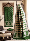 Banarasee Semi Katan Zari Work Salwar Kameez Fabric With Dupatta Set-Leaf Green