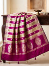 Banarasee Semi Katan Zari Work Salwar Kameez Fabric With Dupatta Set-Magenta
