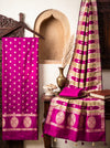 Banarasee Semi Katan Zari Work Salwar Kameez Fabric With Dupatta Set-Magenta